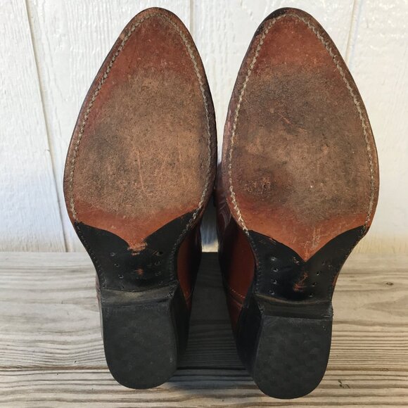 Heritage West Mens Mahogany Brown Leather Western Dress Boots 10 EE 1301 USA - Picture 7 of 13